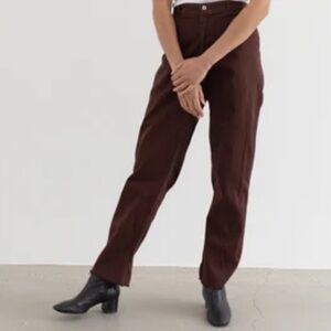 ESCADA Wool Linen Brown Print Side Pockets High Waist Pants